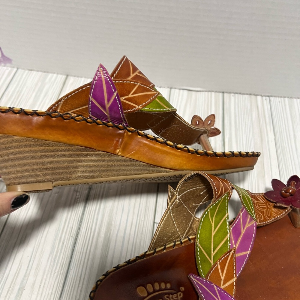 Spring Step L’Artiste sandal size 38 7-7.5 floral wedge - Picture 10 of 10